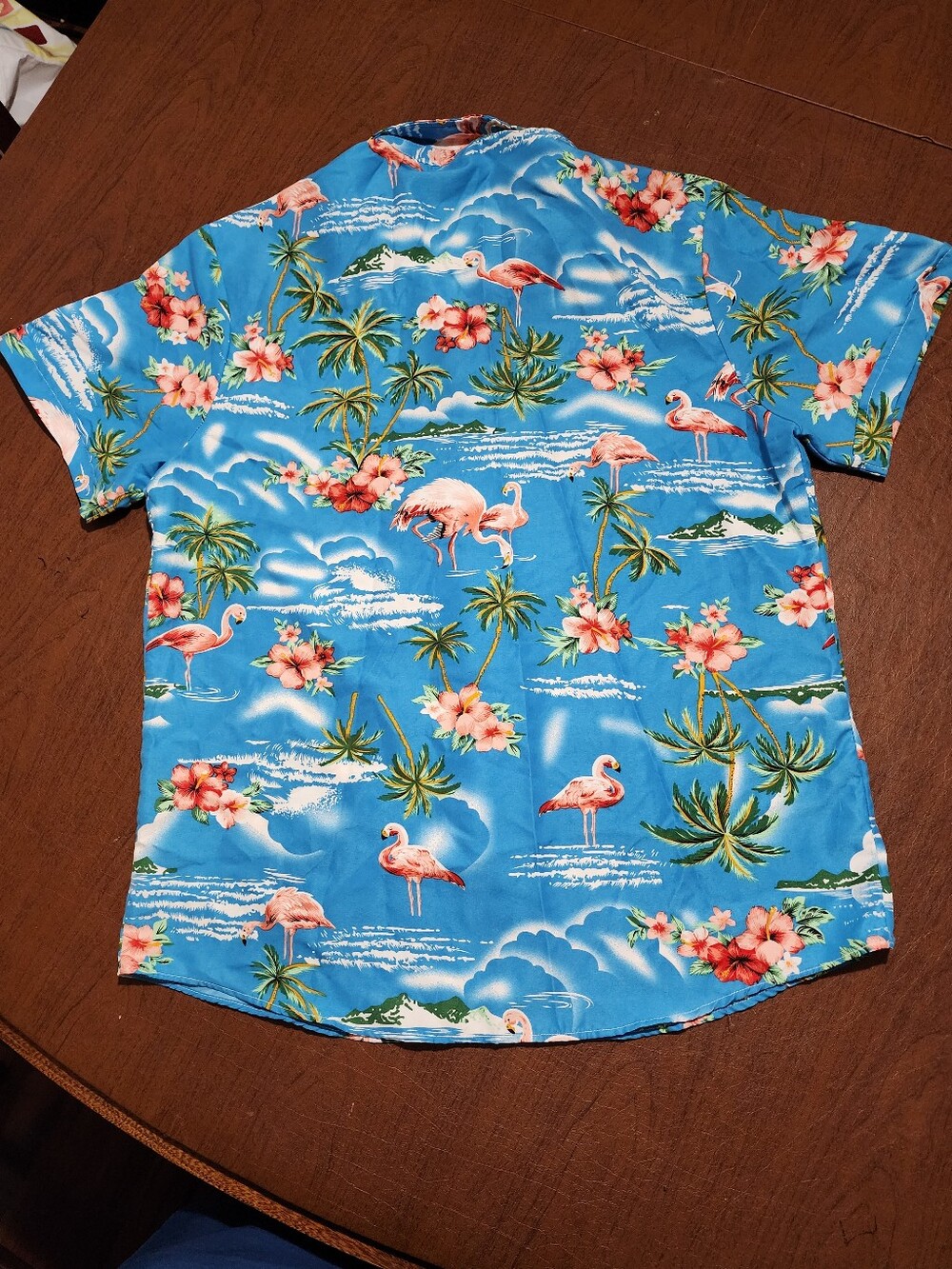 ISLR Blue Flamingo Print Short-Sleeve Button-Down Shirt - Picture 9 of 9
